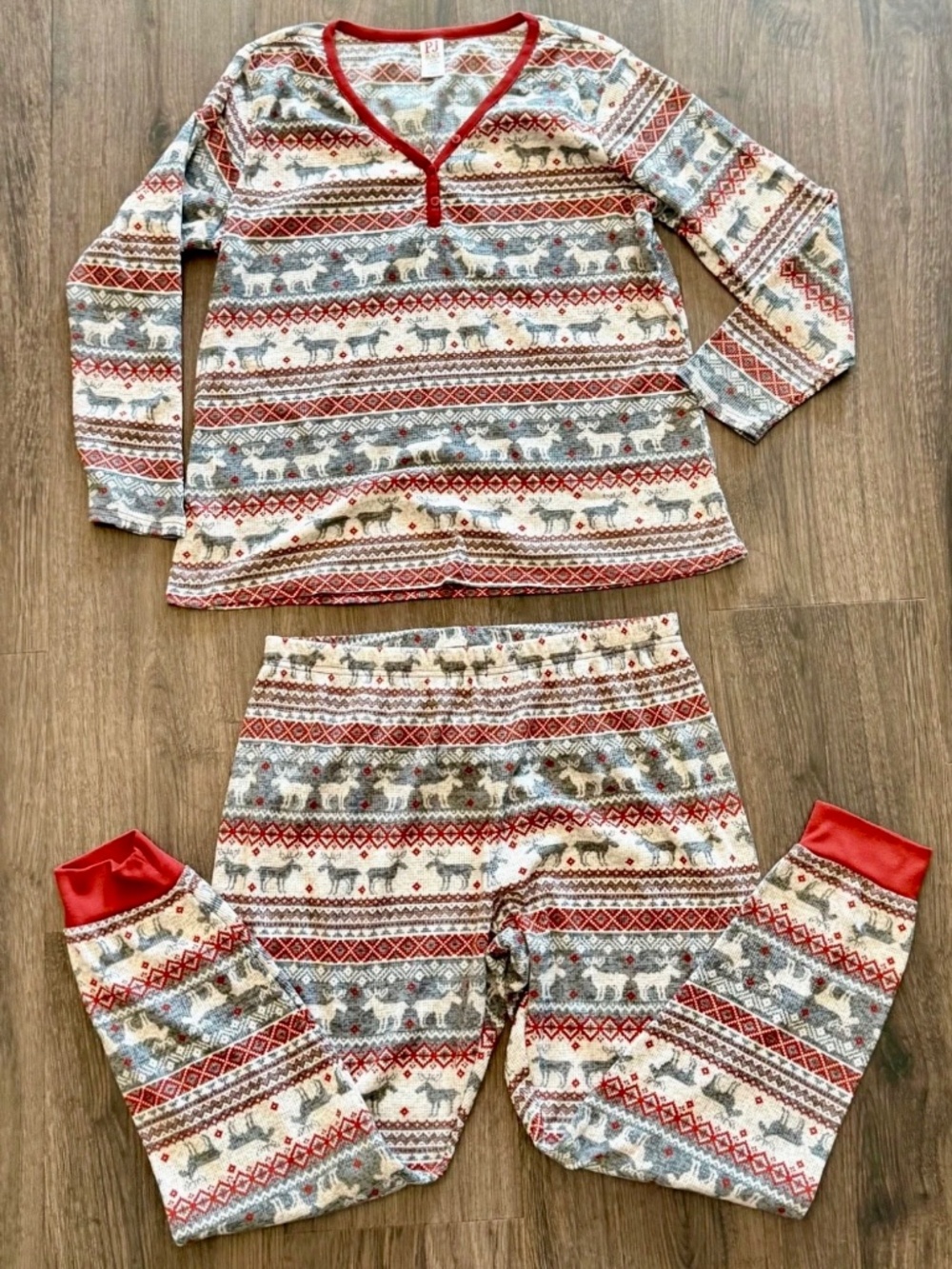 The Children's Place Women's Waffle Pajama Set - Winter Fairisle - Size XL